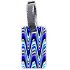 Waves Wavy Blue Pale Cobalt Navy Luggage Tags (two Sides) by Celenk