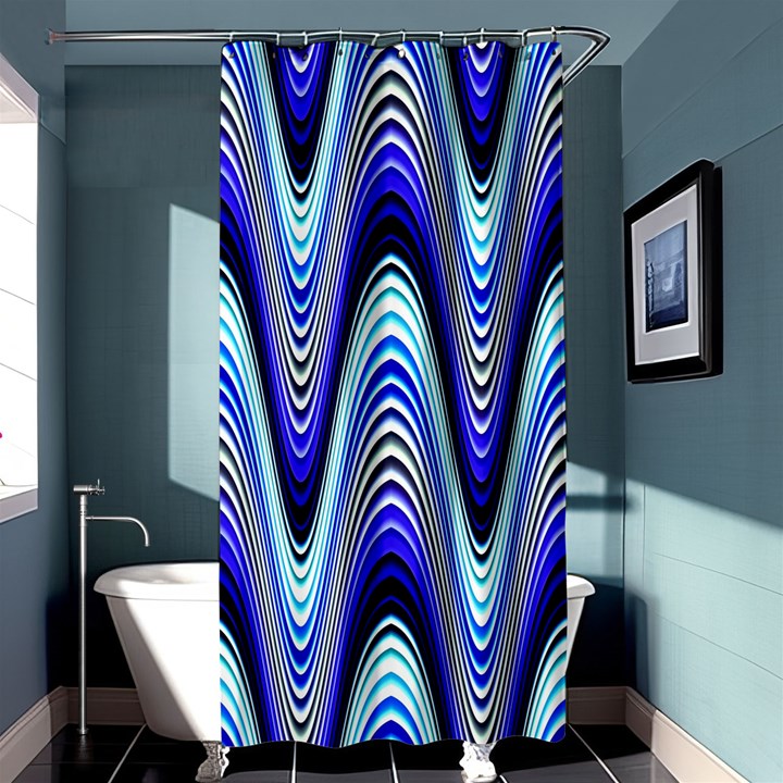 Waves Wavy Blue Pale Cobalt Navy Shower Curtain 36  x 72  (Stall) 