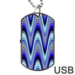 Waves Wavy Blue Pale Cobalt Navy Dog Tag Usb Flash (one Side) by Celenk