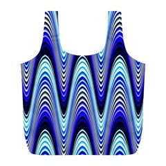 Waves Wavy Blue Pale Cobalt Navy Full Print Recycle Bags (l)  by Celenk