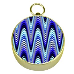 Waves Wavy Blue Pale Cobalt Navy Gold Compasses by Celenk