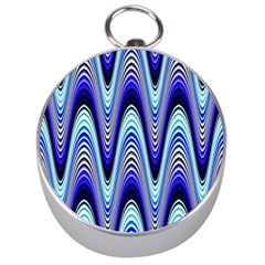 Waves Wavy Blue Pale Cobalt Navy Silver Compasses by Celenk