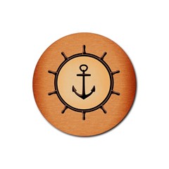 Nautical Anchor Marine Ocean Sea Rubber Coaster (round)  by Celenk