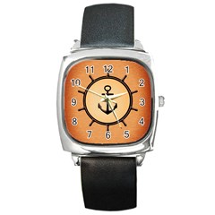 Nautical Anchor Marine Ocean Sea Square Metal Watch by Celenk