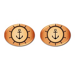 Nautical Anchor Marine Ocean Sea Cufflinks (oval) by Celenk