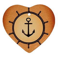 Nautical Anchor Marine Ocean Sea Heart Ornament (two Sides) by Celenk