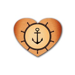 Nautical Anchor Marine Ocean Sea Rubber Coaster (heart)  by Celenk