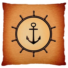 Nautical Anchor Marine Ocean Sea Large Flano Cushion Case (one Side) by Celenk