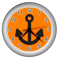 Anchor Keeper Sailing Boat Wall Clocks (silver)  by Celenk