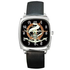 Anchor Seaman Sailor Maritime Ship Square Metal Watch by Celenk