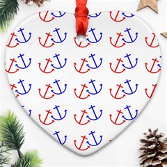 Anchors Nautical Backdrop Sea Nautical Heart Ornament (two Sides) by Celenk