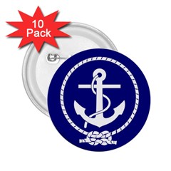 Anchor Flag Blue Background 2 25  Buttons (10 Pack)  by Celenk