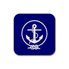 Anchor Flag Blue Background Rubber Coaster (square)  by Celenk