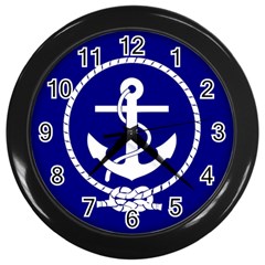 Anchor Flag Blue Background Wall Clocks (black) by Celenk