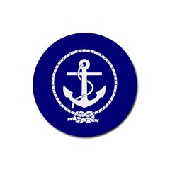 Anchor Flag Blue Background Rubber Coaster (round)  by Celenk