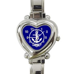 Anchor Flag Blue Background Heart Italian Charm Watch by Celenk