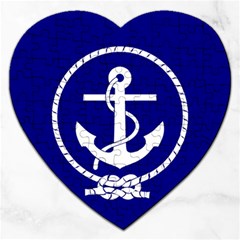 Anchor Flag Blue Background Jigsaw Puzzle (heart) by Celenk