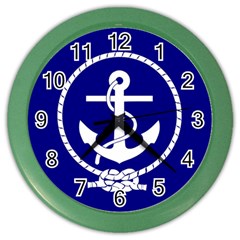 Anchor Flag Blue Background Color Wall Clocks by Celenk