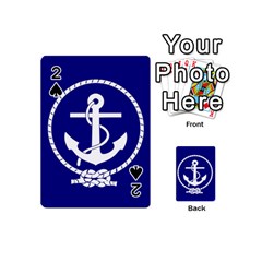 Anchor Flag Blue Background Playing Cards 54 (mini)  by Celenk