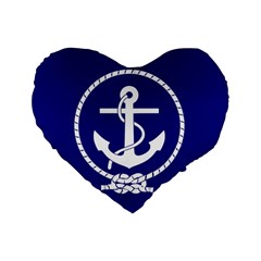 Anchor Flag Blue Background Standard 16  Premium Heart Shape Cushions by Celenk