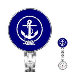 Anchor Flag Blue Background Stainless Steel Nurses Watch by Celenk