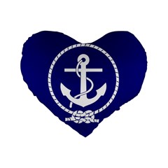 Anchor Flag Blue Background Standard 16  Premium Flano Heart Shape Cushions by Celenk