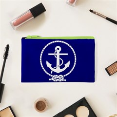 Anchor Flag Blue Background Cosmetic Bag (xs) by Celenk