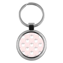 Pattern Cat Pink Cute Sweet Fur Key Chains (round)  by Celenk