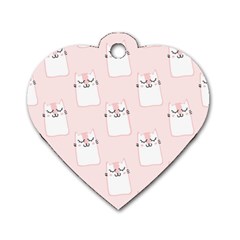 Pattern Cat Pink Cute Sweet Fur Dog Tag Heart (two Sides) by Celenk