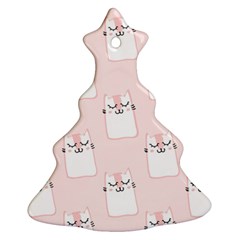 Pattern Cat Pink Cute Sweet Fur Christmas Tree Ornament (two Sides) by Celenk