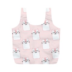 Pattern Cat Pink Cute Sweet Fur Full Print Recycle Bags (m)  by Celenk