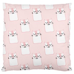 Pattern Cat Pink Cute Sweet Fur Large Flano Cushion Case (one Side) by Celenk