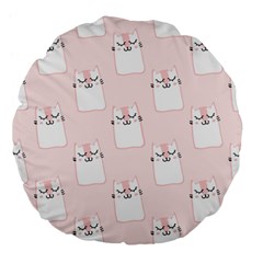 Pattern Cat Pink Cute Sweet Fur Large 18  Premium Flano Round Cushions by Celenk