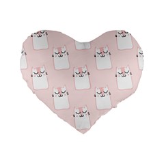 Pattern Cat Pink Cute Sweet Fur Standard 16  Premium Flano Heart Shape Cushions by Celenk