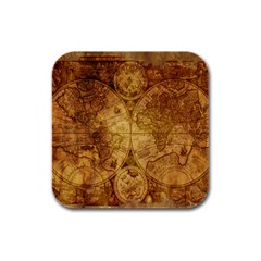 Map Of The World Old Historically Rubber Square Coaster (4 pack) 