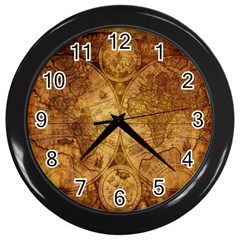 Map Of The World Old Historically Wall Clocks (black) by Celenk