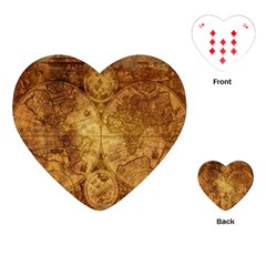 Map Of The World Old Historically Playing Cards (heart)  by Celenk