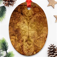 Map Of The World Old Historically Oval Ornament (Two Sides)