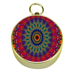 Kaleidoscope Mandala Pattern Gold Compasses by Celenk