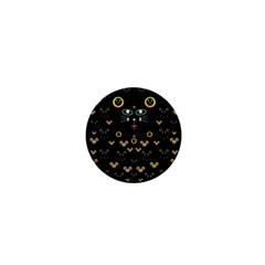 Merry Black Cat In The Night And A Mouse Involved Pop Art 1  Mini Buttons by pepitasart