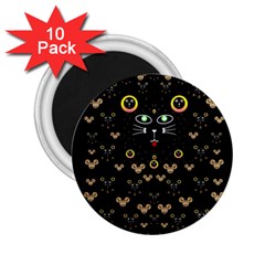 Merry Black Cat In The Night And A Mouse Involved Pop Art 2 25  Magnets (10 Pack)  by pepitasart