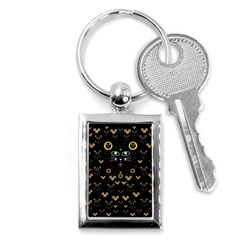 Merry Black Cat In The Night And A Mouse Involved Pop Art Key Chains (rectangle)  by pepitasart