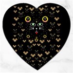 Merry Black Cat In The Night And A Mouse Involved Pop Art Jigsaw Puzzle (Heart) Front