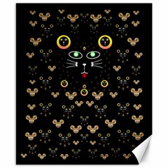 Merry Black Cat In The Night And A Mouse Involved Pop Art Canvas 8  X 10  by pepitasart