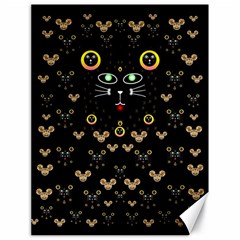 Merry Black Cat In The Night And A Mouse Involved Pop Art Canvas 18  X 24   by pepitasart