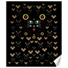 Merry Black Cat In The Night And A Mouse Involved Pop Art Canvas 20  X 24   by pepitasart