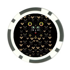 Merry Black Cat In The Night And A Mouse Involved Pop Art Poker Chip Card Guard (10 Pack) by pepitasart