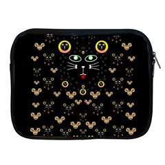 Merry Black Cat In The Night And A Mouse Involved Pop Art Apple Ipad 2/3/4 Zipper Cases by pepitasart