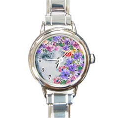 Flower Girl Round Italian Charm Watch by NouveauDesign