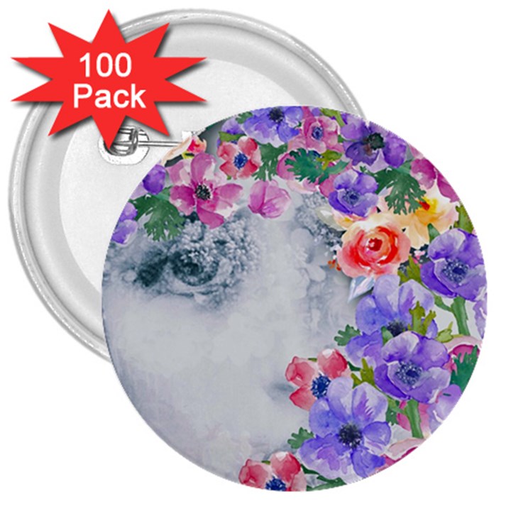 flower girl 3  Buttons (100 pack) 